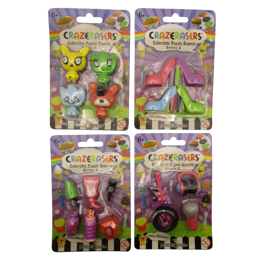 Fashion Angels Crazerasers Series 2 Collectible Puzzle Erasers 4 Pack Set New
